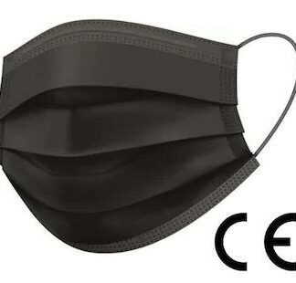 Munnskjerm, CE-godkjent, IIR-klasse, 3-lags filter, 50 stk, ansiktsmaske, svart