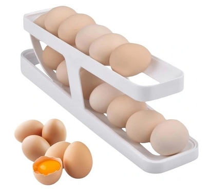 Eggbeholder for kjøleskap, eggedispenser, eggholder, eggoppbevaring for 12-14 egg, dobbeltlag, kjøkkenorganisator